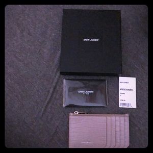 Saint Laurent 5 fragments zip pouch in pale pink